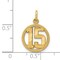 14K Gold Number 15 in Circle Pendant Sports Charm Jewerly 20mm x 12mm